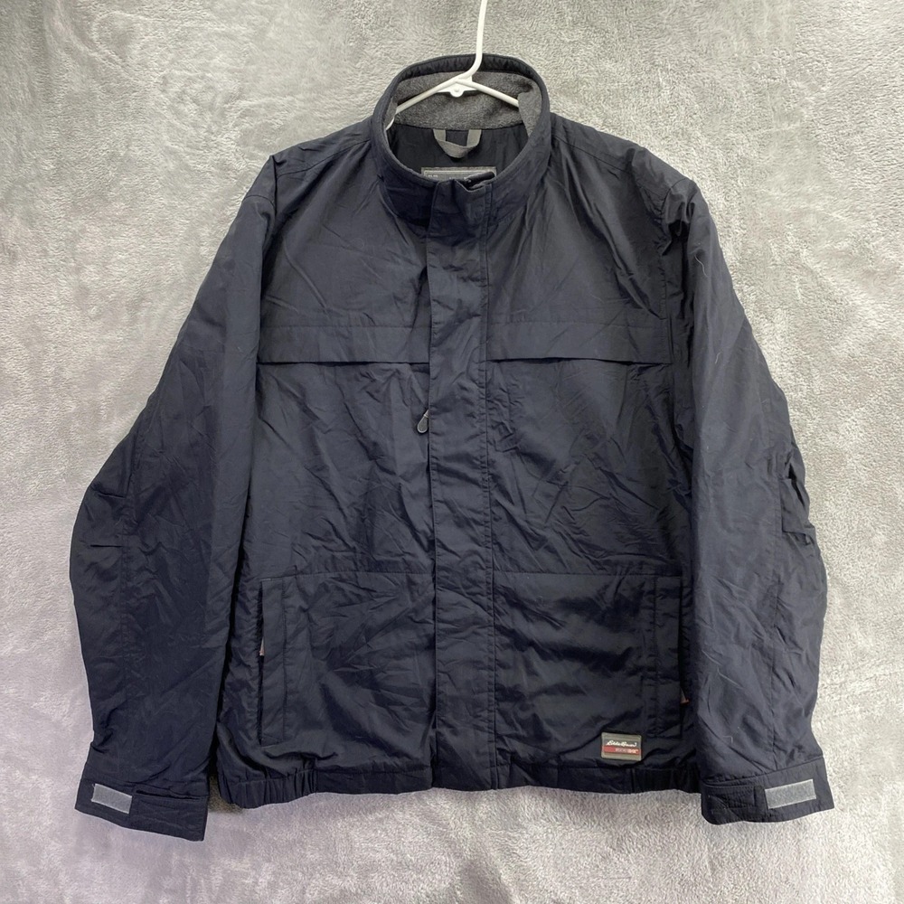 Eddie Bauer WeatherEdge Black Hooded Full Zip Jacket Men's Large Outdoor